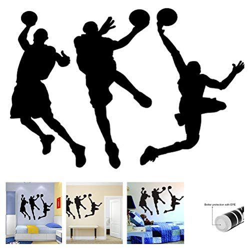 Amaonm 31.5" x 53.1" Removable DIY Vinyl Three Basketball Players Slam Dunk Silhouette