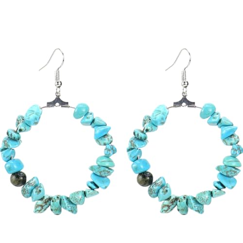 Boucles d'oreilles en pierre naturelle pour femme : oeil de tigre bohème
