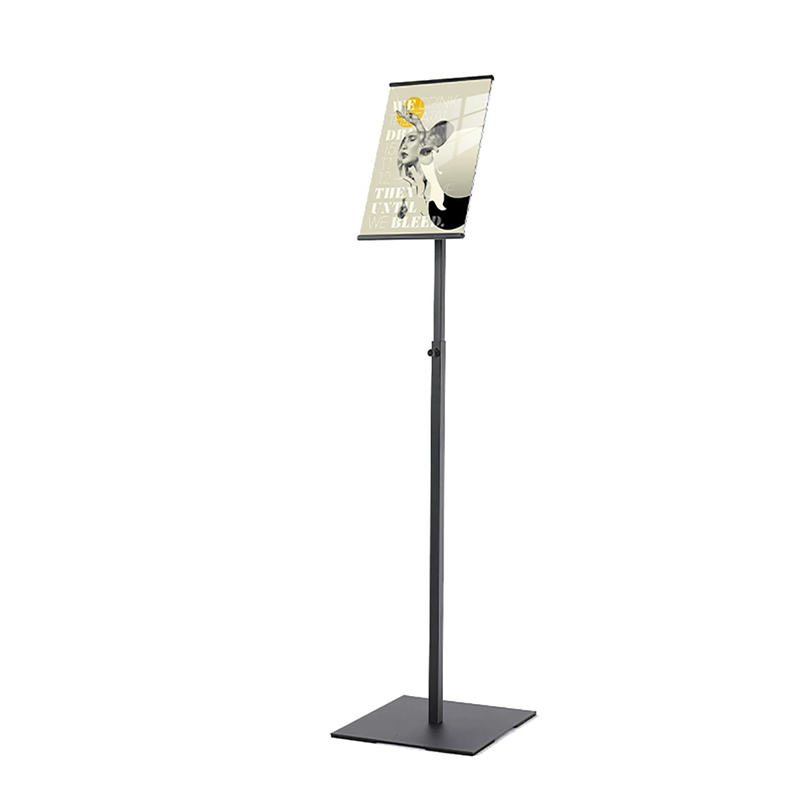 Soporte de pie para pósteres, menús, anuncios, Ofertas y Carteles tamaño A4. Altura y ángulo Ajustables. Color Plata.，Black