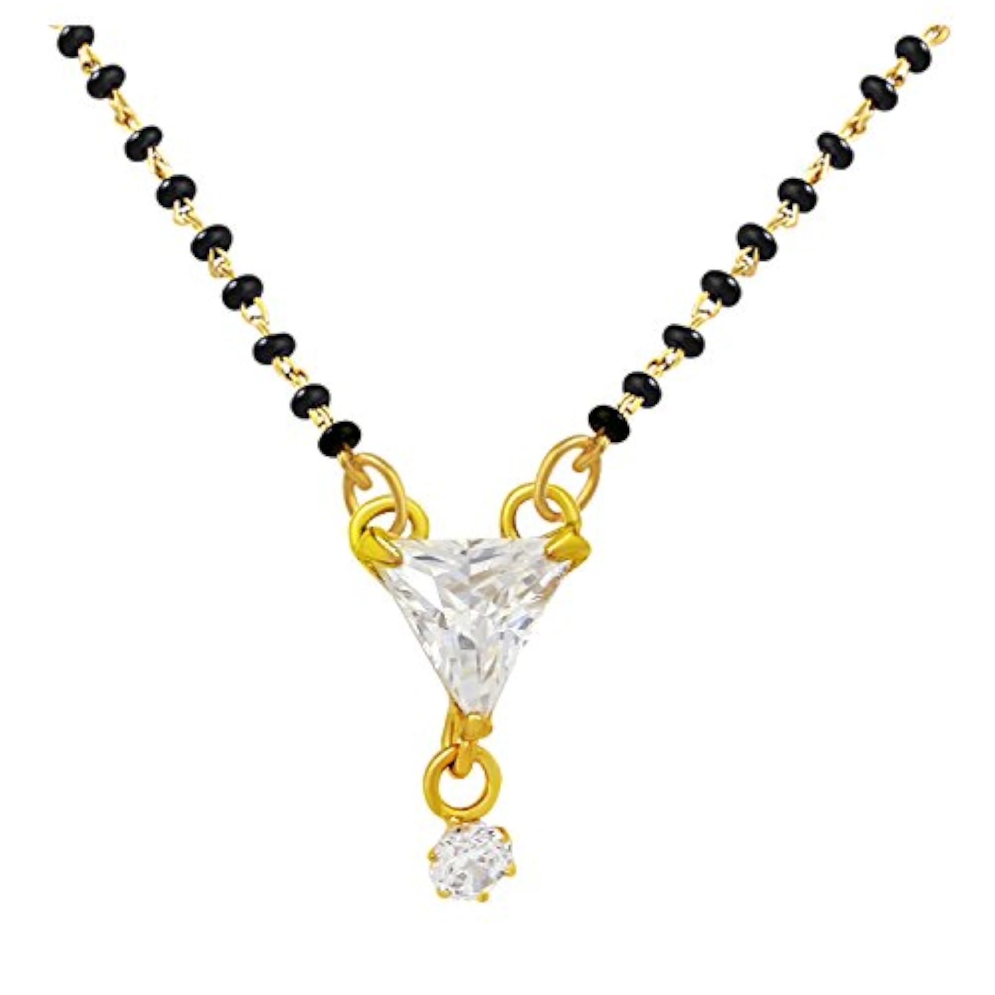 Women's Gold Plated Triangular Solitaire Mangalsutra Set