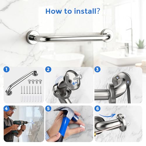 image for Gotega 2 Pack Shower Grab Bar, Stainless Steel Bathroom Grab Bar, Show