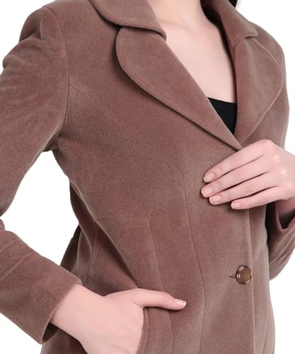 Image of Women's Wool Blend Long Coat with Stylish Lapel Collar and Button Closure - Elegant Winter Overcoat for Casual & Formal Wear