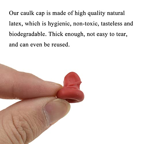 Image of HAHIYO 17Pcs Red Flexible Latex Caulk Cap Caulk Saver Cap Caulk Finishing Tool Caulk Tip Cover Caulking Tube Cover Tube Cap for Glass Cement Adhesives Sealing and Preserving Open Caulking Tube