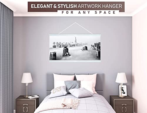 36” Wide Magnetic Poster Hanger Frame - Wooden Poster Hanger, Solid Teak Wood, Strong Magnets For Easy Hanging Posters Maps Pictures Canvas Print Scroll Wall Art, 36X24 36X12 36X48 (36 Inch, White) #TOP1