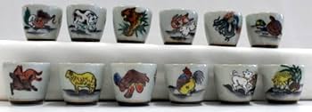 Amazon.co.jp: 484九谷焼 九谷東仙 組盃(ぐい呑お猪口)12客 干支12支