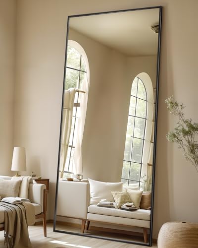 Antok Full Length Mirror, 71"x28" Floor Mirror with Stand, Hanging Mounted Mirrors for Bedroom, Living Room, Cloakroom, Dining Room, Black, Rect Antok Full Length Mirror, 71"x28" Floor Mirror with Stand, Hanging Mounted Mirrors for Bedroom, Living Room, Cloakroom, Dining Room, Black, Rect