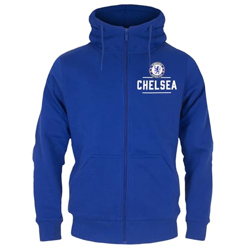Chelsea FC - Sudadera Oficial con Capucha y Cierre de Cremallera - para Hombre - Forro Polar - Azul Real - 3XL