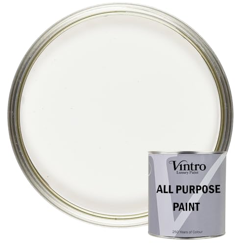 Vintro Paint - All Purpose Paint. Multi-Surface Matt Paint For Indoor/Outdoor Use. Wood, Walls, Doors, Cabinets, Metal, Plastic, Masonry, Furniture, Glass, Tiles, Radiators & Pipes. 250ml (White)