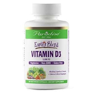 Paradise Herbs Earth’s Blend Vitamin D3, Superfoods Base of Probiotics and Organic Alkalizing Greens, Veggies & Berries, 90 Vegetarian Capsules