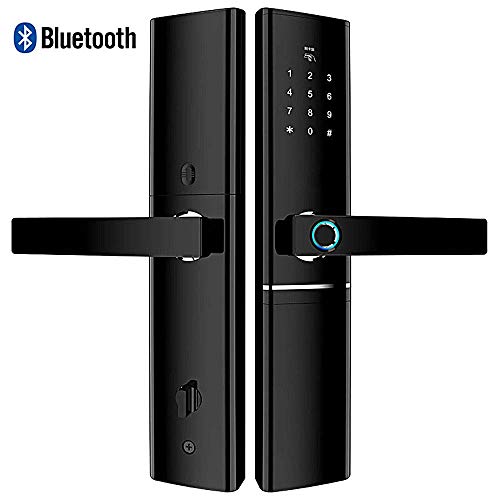 Magic ZC Smart Door Lock with|Handleset|Keypad|Bluetooth|Fingerprint|RFID Card|Touchscreem|Keyless Entry Electronic Deadbolt(Kirsite) Compatible with Google