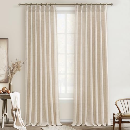 Textured Drop Cloth Curtains 102 Inches Long 2 Panels Oatmeal