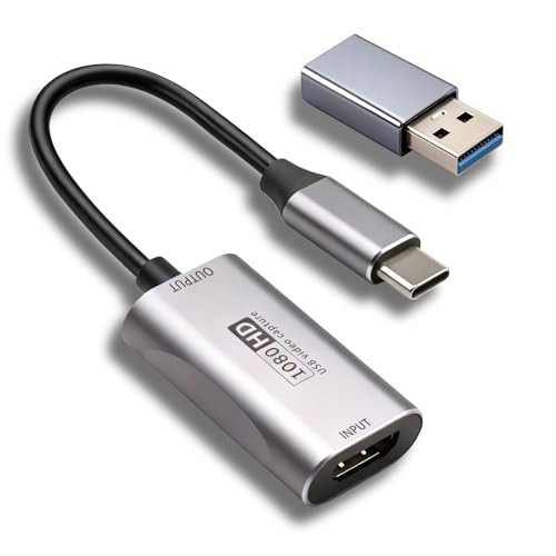 Capturadora Vídeo 4K HDMI a USB C 3.0 Salida 1080p para Streaming Grabación y Juegos Vista Previa en Tiempo Real Compatible con PC PS5/PS4 Cámaras/DSLR