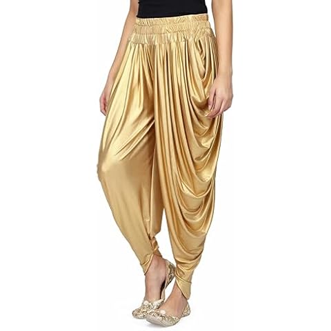 AHHAAAA Shimmer Relaxed Comfortable Dhoti Yoga/Dance Pants | Yoga Fitness Active Wear for Women Gold Cover