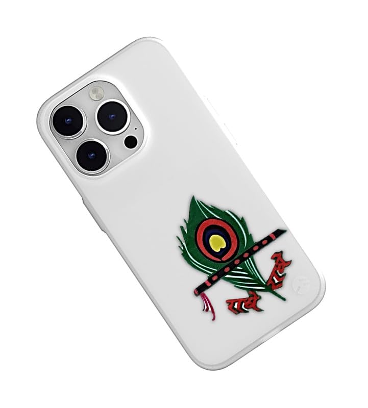 UNIq I Radhe Radhe Green Mor Pankh Sticker | Glossy Mobile Phone Sticker | Made by Rubber | Scratch Resistant | Impact Resistant | Light Weight | for Mobile, Laptop, Bike Bottle etc.-image-16