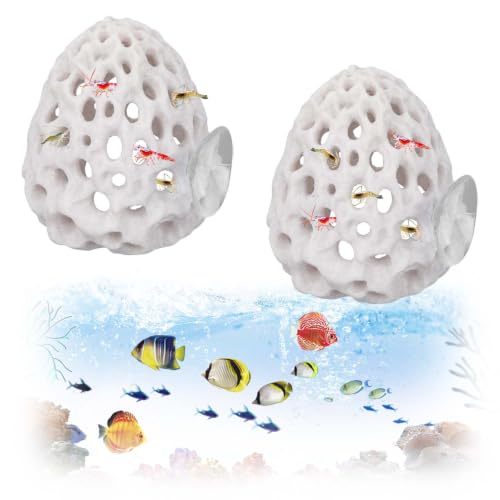 2 pièces Décoration d'aquarium et cachette, Grottes à crevettes multifonctionnelles, Grotte d'aquarium avec ventouse, Grotte poreuse pour betta, cachettes pour petits poissons, adaptées aux aquariums.