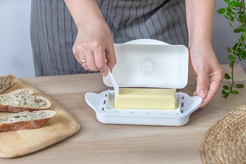 Butter Sauna™ Steam Powered Quick Butter Softening Dish with Flip-Top Lid & Matching Knife, Holds 2 Sticks/European, Tablespoon Measurements, Dishwasher Safe by KitchInventions - Image 8