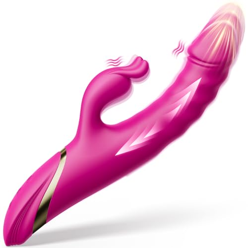 Image of Thrusting Rabbit Vibrator with Clitoral Stimulator - Realistic Dildo Thrusting Toy for Women, Curved G Spot Vibrator with Power Motion, Silent Vibrating Adult Toy for Solo Exploration & Couples Play