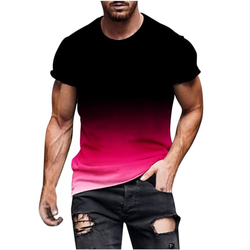 Mens Shirts 2025 Summer Crew Neck Short Sleeve Beach Shirt Casual Trendy Gradient Color Graphic Active Tee Shirts