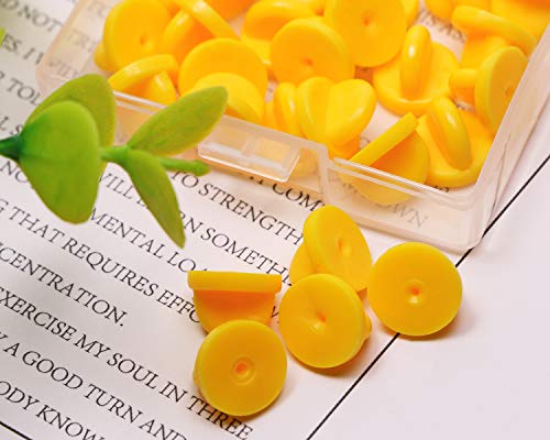 Shapenty 30Pcs Butterfly Clutch Pvc Rubber Pin Backs Keepers Replacement Uniform Badge Comfort Fit Tie Tack Lapel Pin Backing Holder Clasp (Yellow) #TOP1