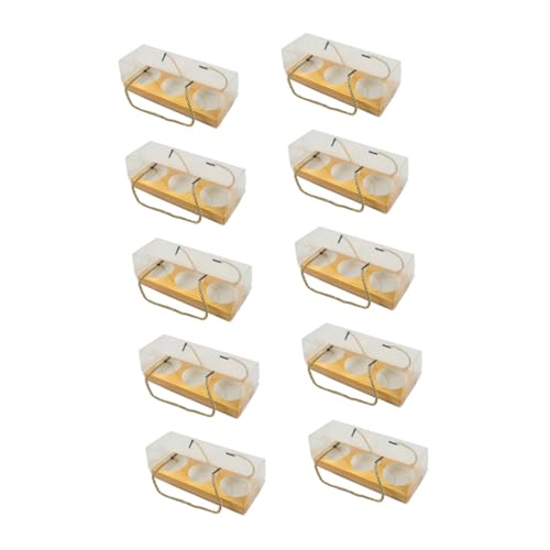 LIFKOME 10 Piece Set Rectangle Cupcake Boxes Reusable Plastic Dessert Containers with Handles Small Dessert Boxes for Party Wedding Birthday