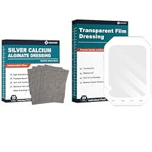 Ceeport Silver Calcium Alginate Dressing 4x4 10pcs +Transparent Film Dressing 6" x 8" 20Pcs