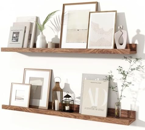 Fun Memories Picture Ledge Shelves Set of 2, 32 Inch Rustic Wall ...
