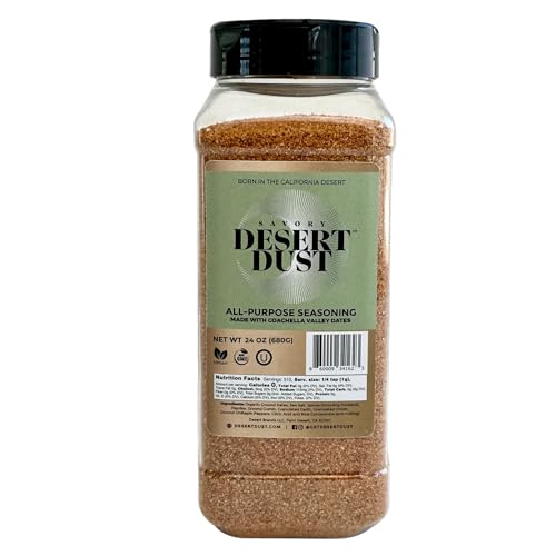 Desert Dust Savory Seasoning – Organic Date Sugar Gourmet Blend | Smoky, Sweet &amp; Low-Glycemic | All-Purpose Rub for Chicken, Fish, Veggies &amp; More | Gluten-Free, No MSG, No Brown Sugar (24oz)