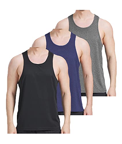 3 Pack Men's Workout Tank Top Dry Workout Sleeveless T-Shirt,