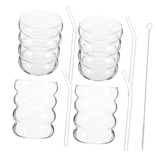 Set de vasos transparentes con pajillas 4 piezas