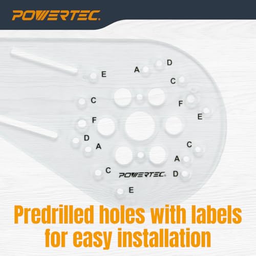 Image of POWERTEC Universal Offset Router Base Plate w /Edge Routing Reversible Fence Guide, Marked Predrilled Holes Fits Listed Models Porter Cable, Bosch, Milwaukee, Ryobi, Makita, Dewalt, Craftsman (71398)