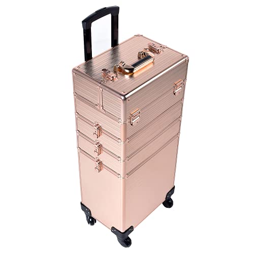 Train Case QK-05 Channcase 4 In 1 Portable Traveling Aluminum Professional Makeup Trolley Cart thumb #1