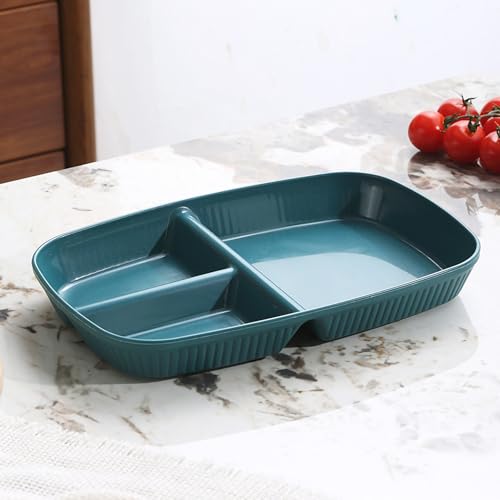 Image of Reusable & Unbreakable Wheat Straw Plate Set for Kids, Toddlers, Sushi, Snacks, Cake, Meat & Appetizers, Fruit, Pasta, Noodles, Rice, Salad Dishwasher & Microwave Safe (Dark Green, Pack of 6)