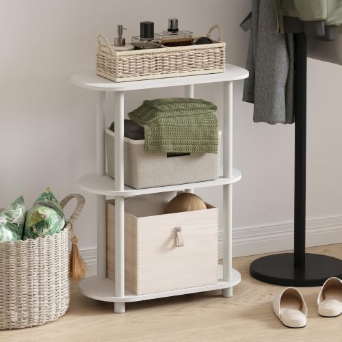 Image of Furinno Turn-N-Tube No Tools 3-Tier Modern Oval Side Display Rack, White /Virgin White