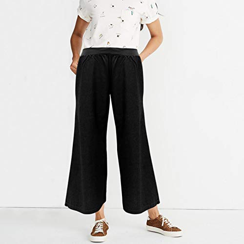 ABOOFAN Longas Largas Calças Perna Para Mulheres Calças Palazzo Casuais Estilo Solto Confortável Mul