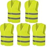 5 Pièces Gilet de Sécurité Réfléchissant Jaune, Haute Visibilité, Unisexe, Idéal pour Cond...