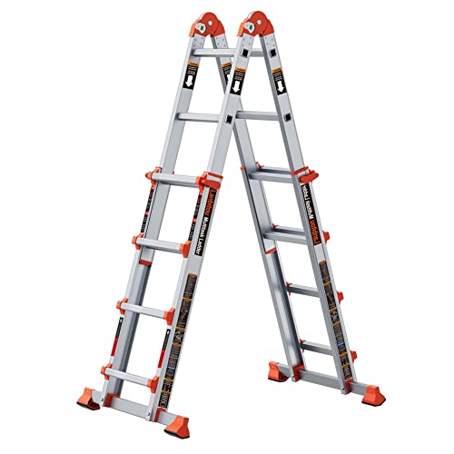 image for LANBITOU Ladder, A Frame 4 Step Ladder Extension, 14 FT Anti-Slip Mult