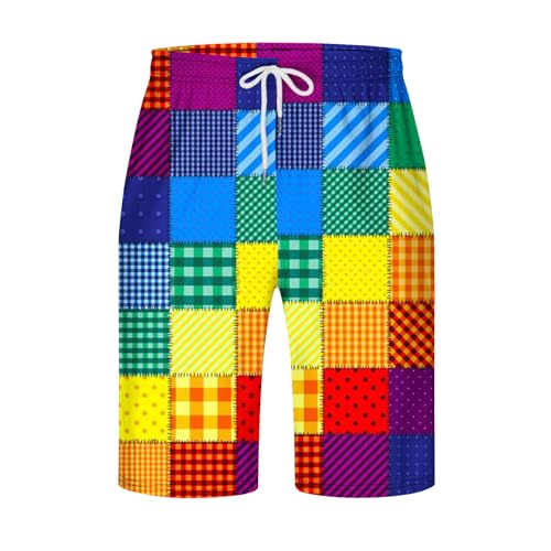 Muscularfit Swimming Shorts for Men 2024 Trendy Plaid Elastic Waist Pajama Pants 5 Inch Inseam Bathing Suit Breathable Shorts2