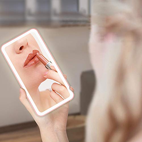 Andoer Mini espelho de maquilhagem portátil espelho pequeno com luz tipo telemóvel