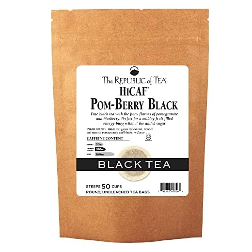 The Republic of Tea HiCAF Pom-Berry Black Tea, 50 Tea Bags, High Caffeine Pomegranate Blueberry Tea