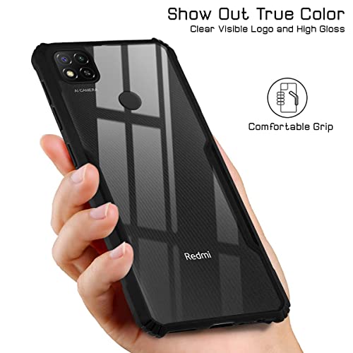 Image of Jkobi Back Cover Case for Xiaomi Mi Redmi 9 | Redmi 9 Activ (Crystal Glass Back | Camera Protection | Shockproof Bumpers | Professional Black)