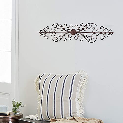 Bellaa 21994 Metal Wall Decor Scroll Plaque 43 Inch Long Brown #TOP6