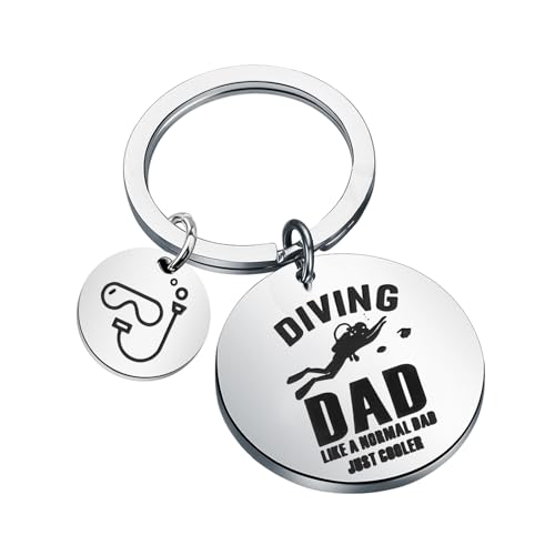 PLITI Schlüsselanhänger für Taucher, Geschenk für Extremsportarten, Schmuck, Tauchen Papa wie ein normaler Vater, cooler Schlüsselanhänger, Diving Dad Kyu, M