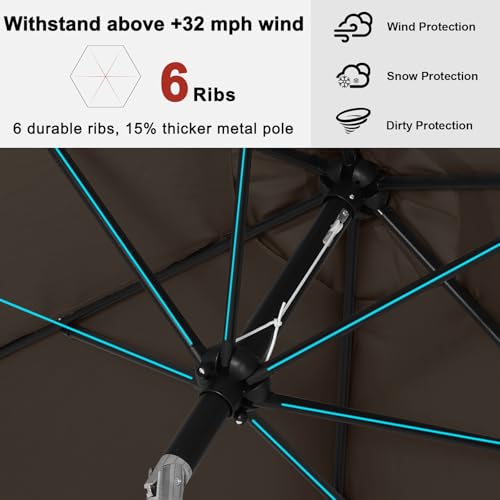 Image of ABCCANOPY 7.5FT OutdoorPatio Umbrella, UV Protection Table Umbrella w /Crank for Easy Set Up, Suitable for Garden, Lawn, Deck & Backyard (Coffee)