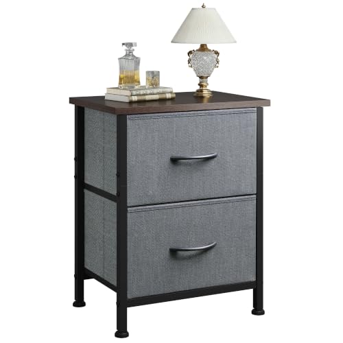 WLIVE Dark Grey 2-Drawer Nightstand