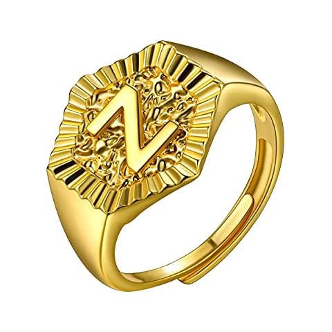 U7 Gold Initial Ring for Men Cover