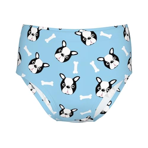 Boston Terrier And Bone Girls' Underwear Soft Cotton Little Girls Panties Comfort Briefs