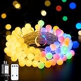 JMEXSUSS Globe String Lights Indoor, Color Changing Christmas Lights Plug in, Warm White & Multicolor String Light with Remote for Bedroom Room Tree Party Christmas Decor