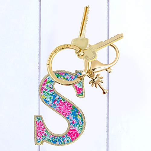 Lilly Pulitzer Leatherette Initial Keychain, Letter Bag Charm for Women