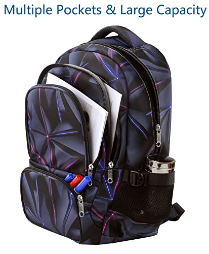 Boys Backpacks For Kids Elementary School Bags Kindergarten High Middle School Bookbag With Abstract Geometric Prints Blue Mochilas Escolares Para Niñas De 4 5 6 7 8 Años (Geometry, Gray) #TOP3