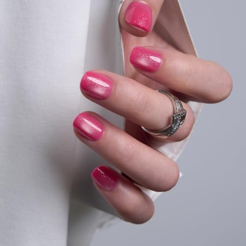 Image of CurvLife Extra Short Square Press On Nails, Pink, Rosy Glaze, Soft Gel